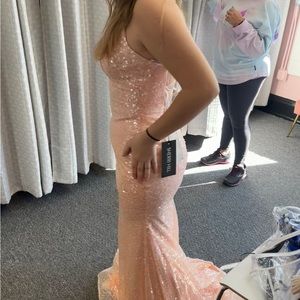 Sherri Hill sequined prom dress 54864 in blush